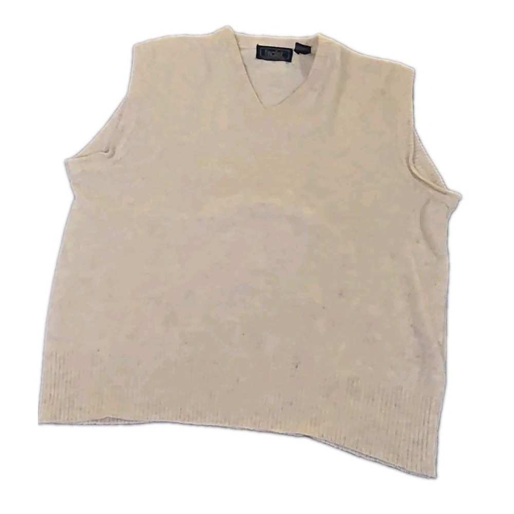 Vintage Finalist Women Small Sweater Vest 100% Lambswool V-Neck Oatmeal Beige